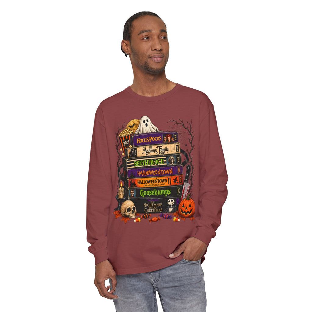 Halloween Horror Book Stack Long Sleeve Tee