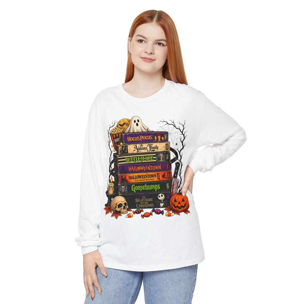Halloween Horror Book Stack Long Sleeve Tee