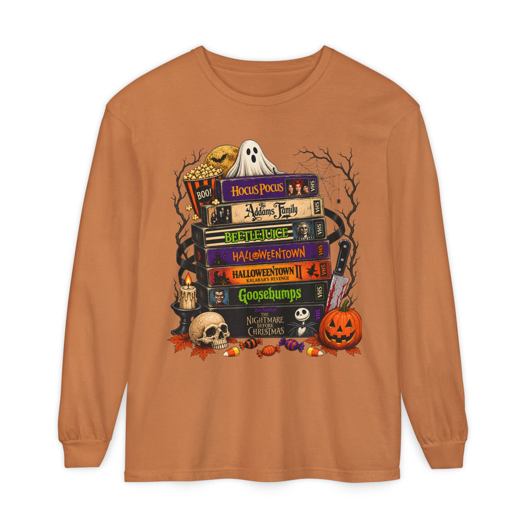 Halloween Horror Book Stack Long Sleeve Tee