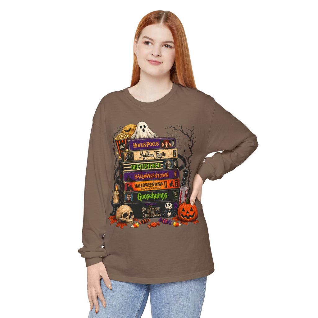 Halloween Horror Book Stack Long Sleeve Tee