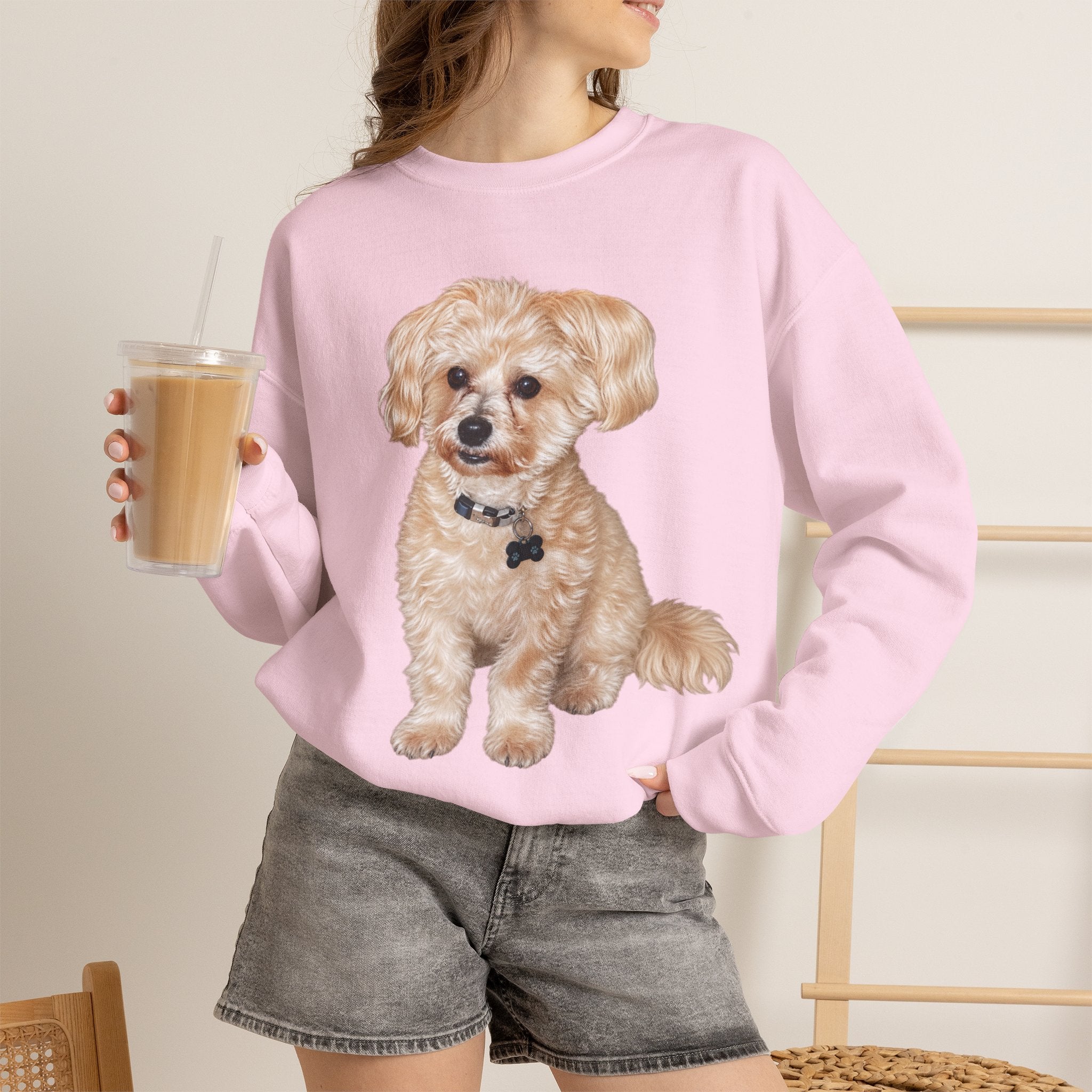 Crewneck Sweatshirt — Adorable Small Dog Graphic Pullover