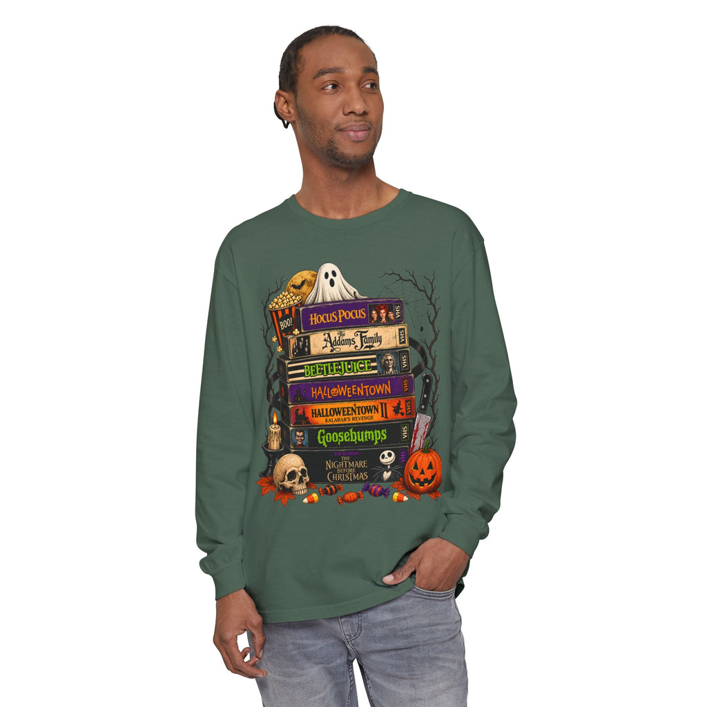Halloween Horror Book Stack Long Sleeve Tee
