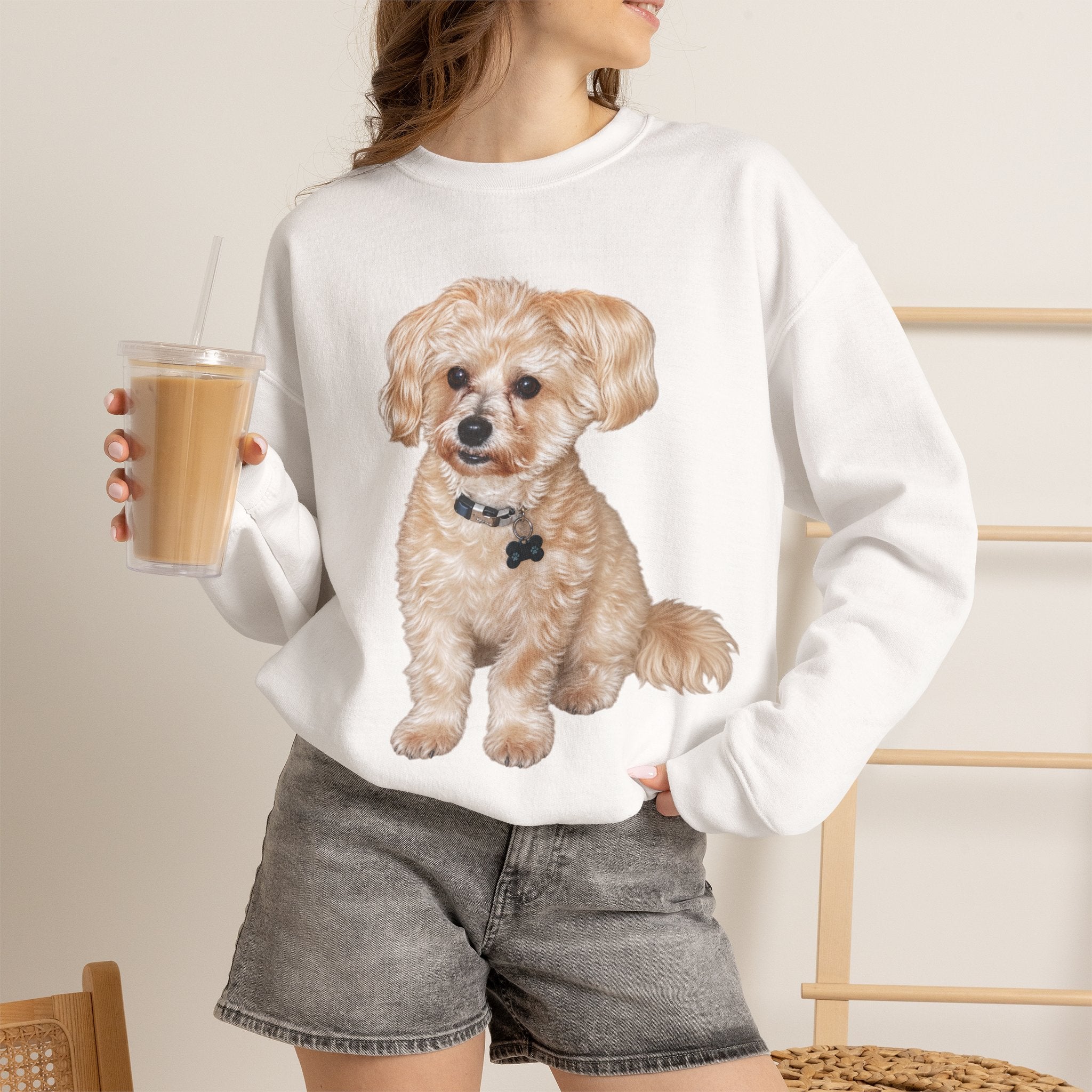 Crewneck Sweatshirt — Adorable Small Dog Graphic Pullover