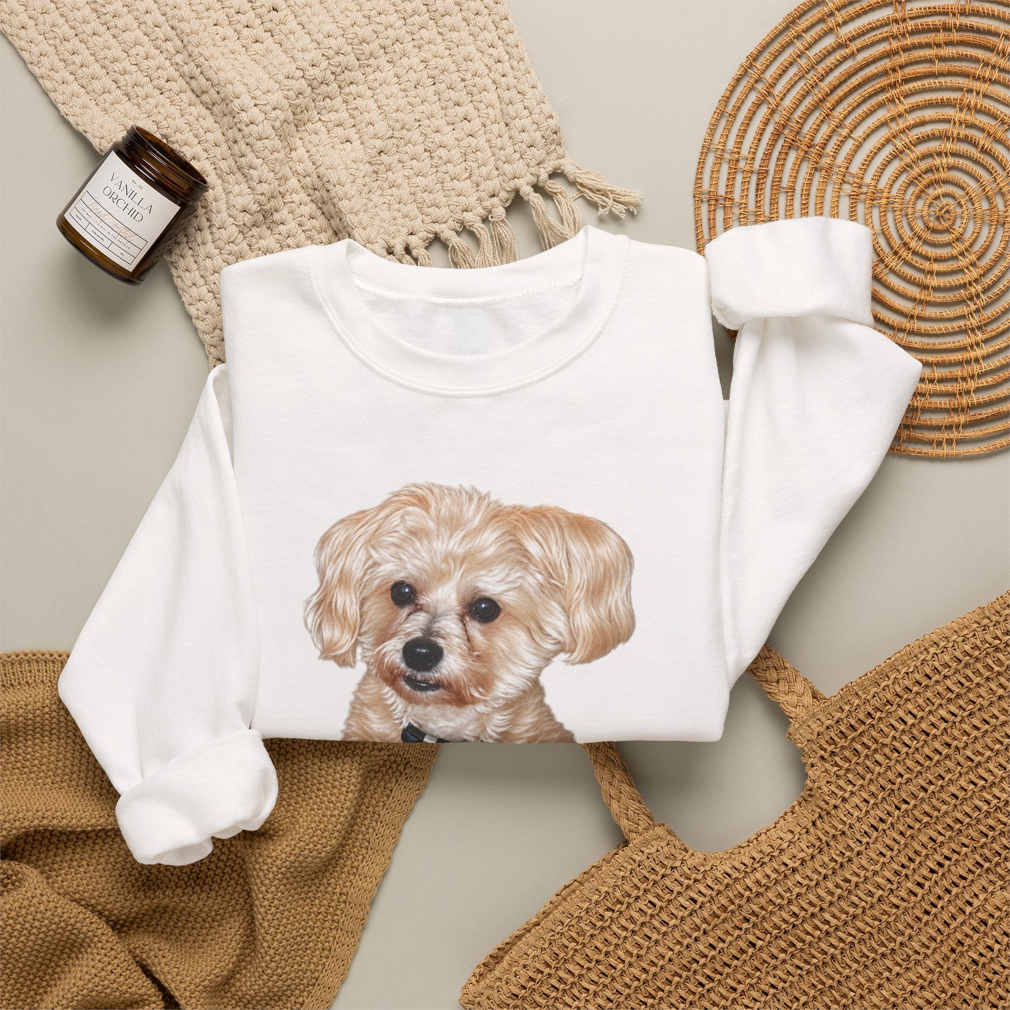 Crewneck Sweatshirt — Adorable Small Dog Graphic Pullover