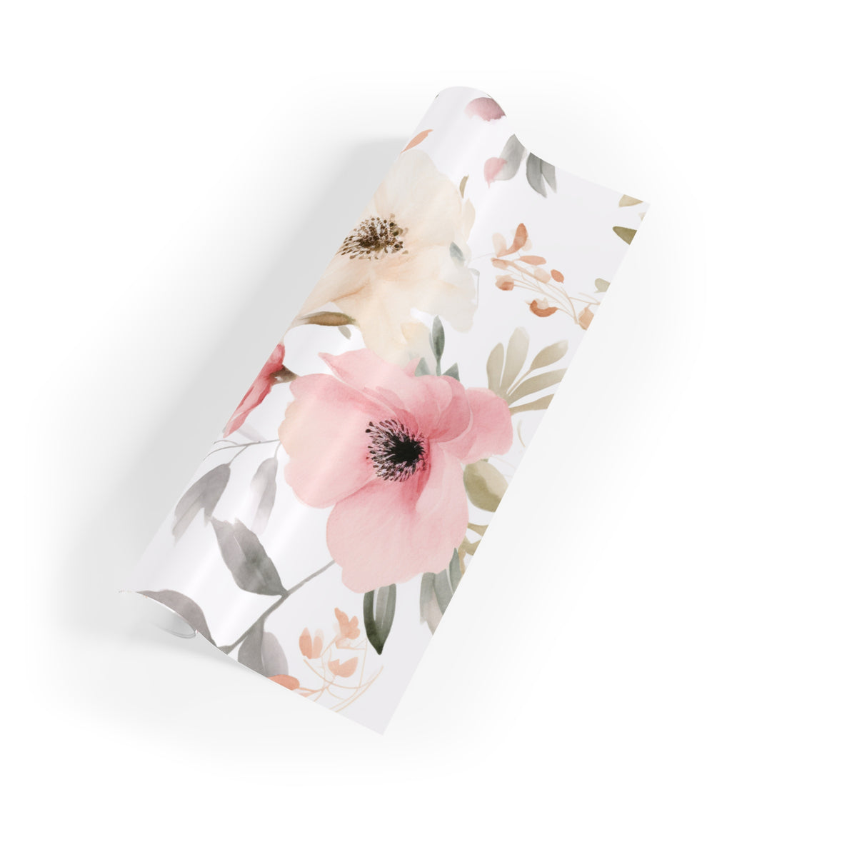 Blushing Bloom Watercolor Floral Gift Wrapping Paper Roll – 1pc