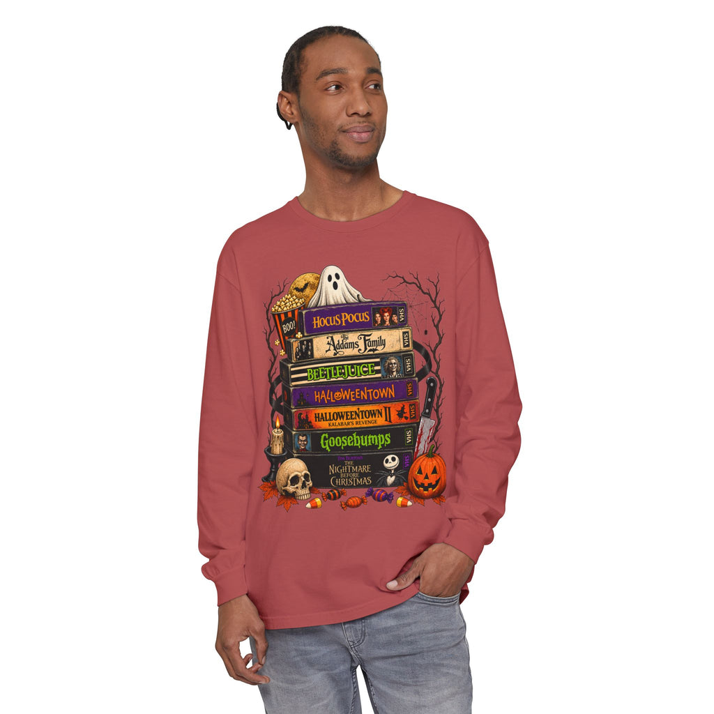 Halloween Horror Book Stack Long Sleeve Tee