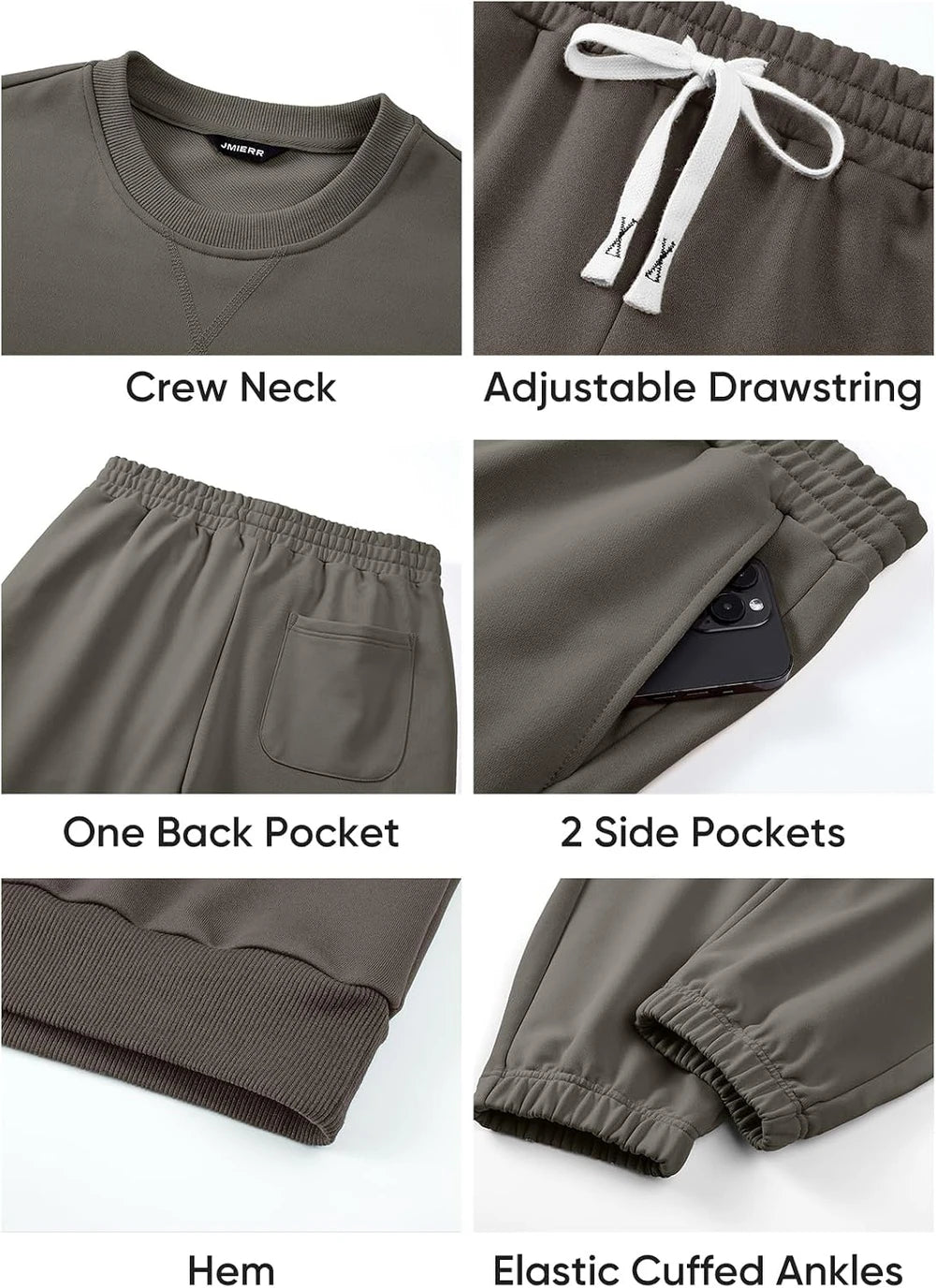 JMIERR Mens Fleece Sweatsuit Jogger Set