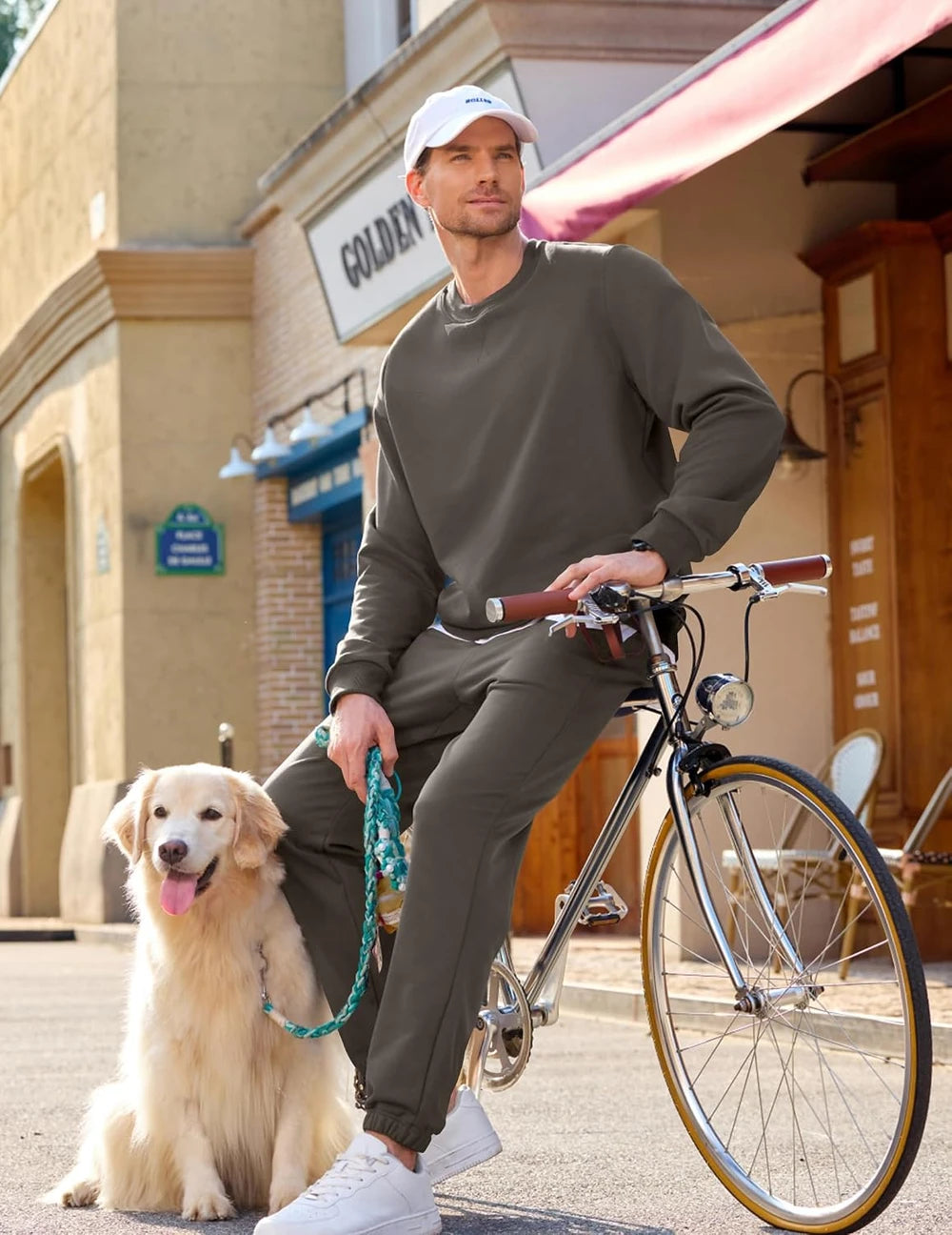 JMIERR Mens Fleece Sweatsuit Jogger Set