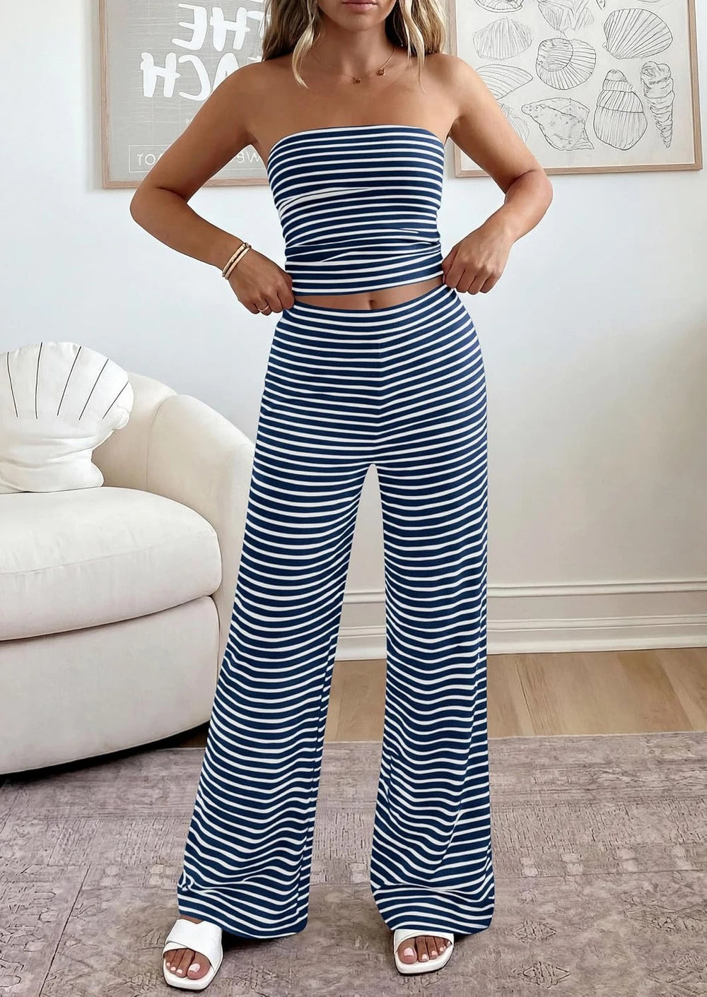 Striped Two Piece Lounge Set