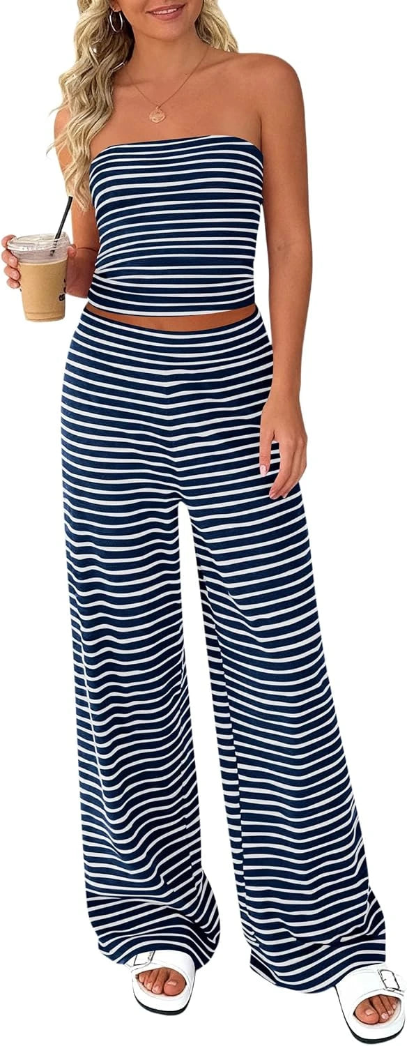 Striped Two Piece Lounge Set
