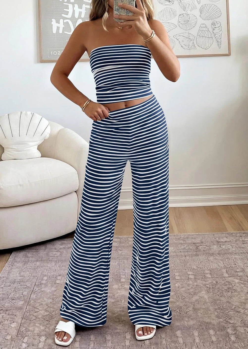 Striped Two Piece Lounge Set