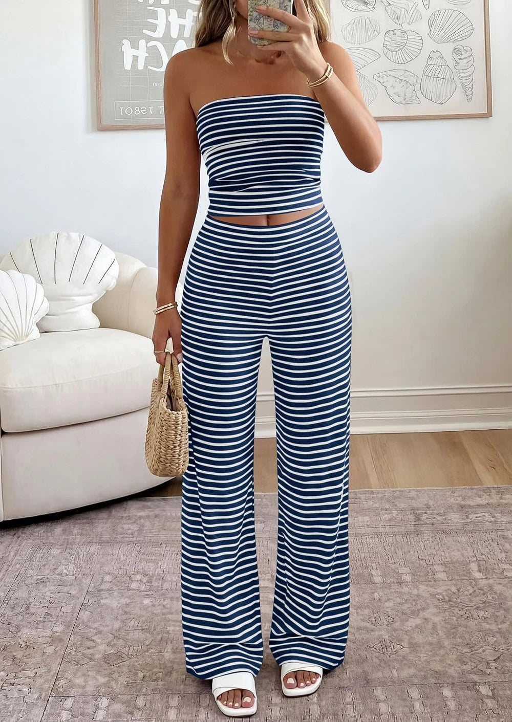 Striped Two Piece Lounge Set