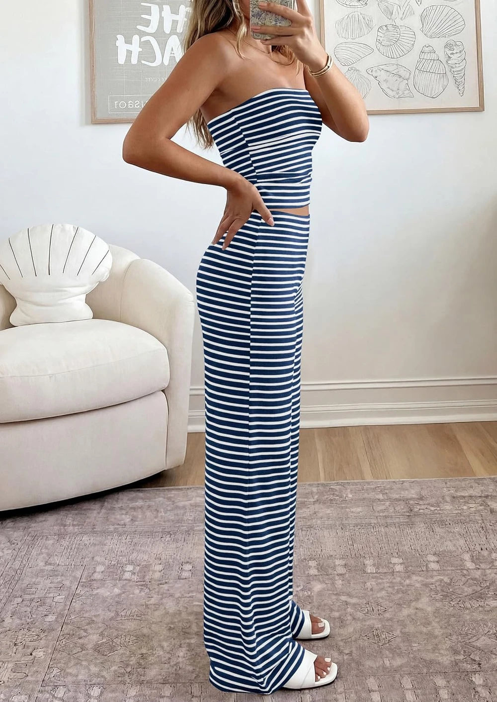 Striped Two Piece Lounge Set