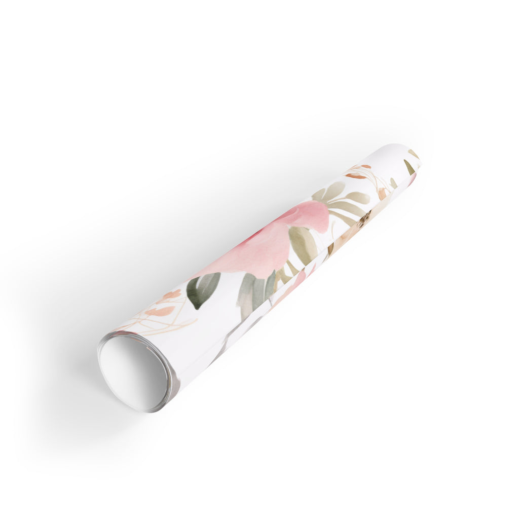 Blushing Bloom Watercolor Floral Gift Wrapping Paper Roll – 1pc