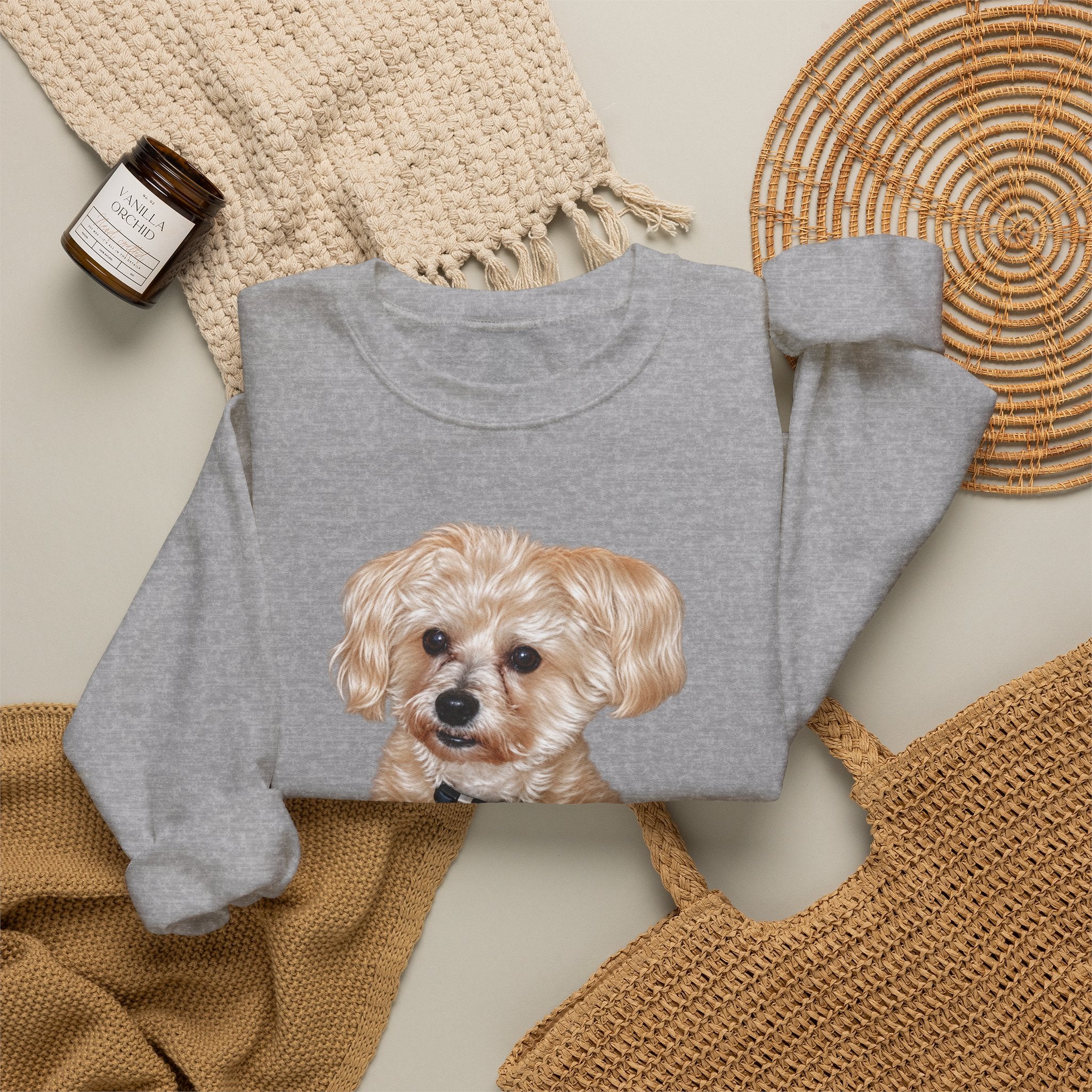 Crewneck Sweatshirt — Adorable Small Dog Graphic Pullover