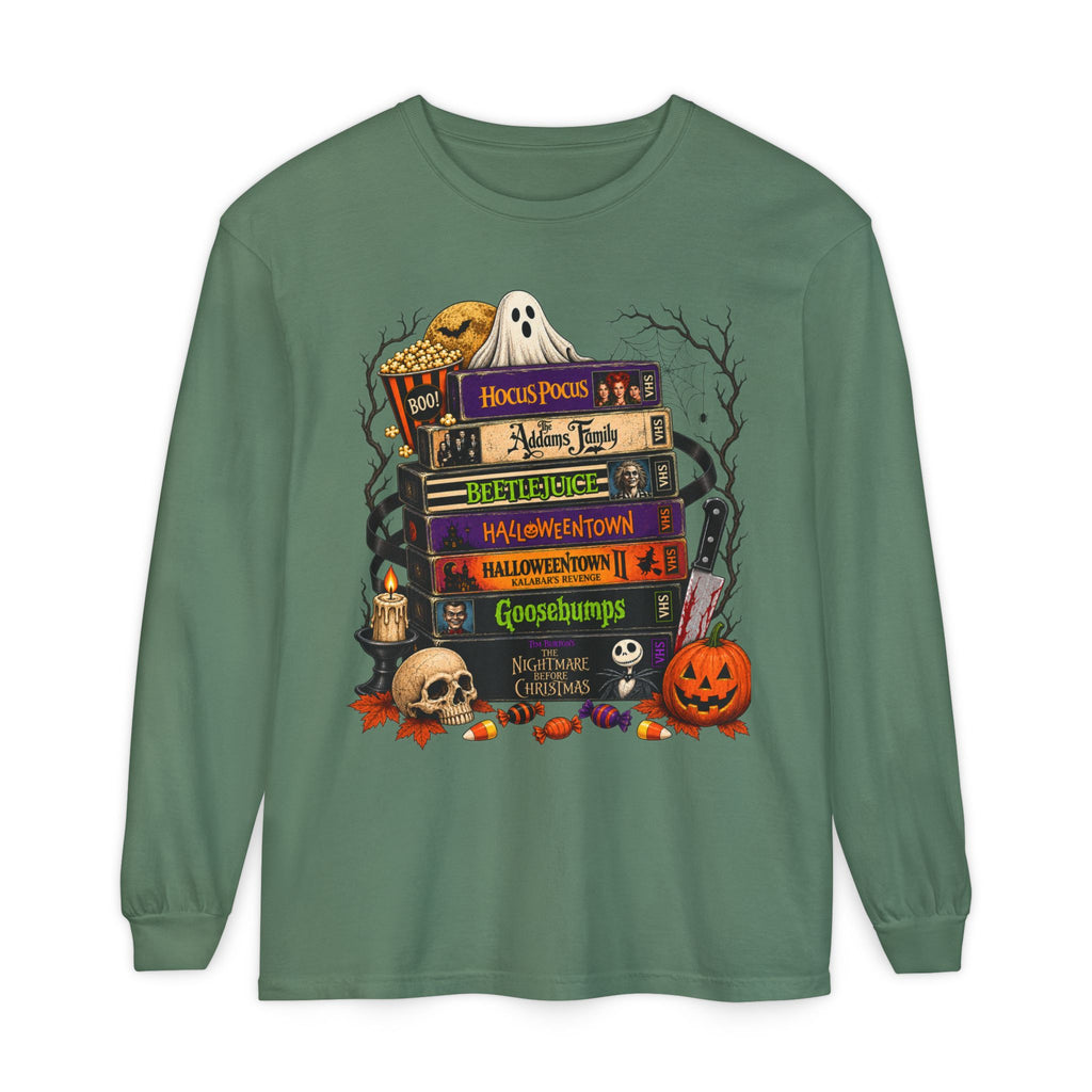 Halloween Horror Book Stack Long Sleeve Tee