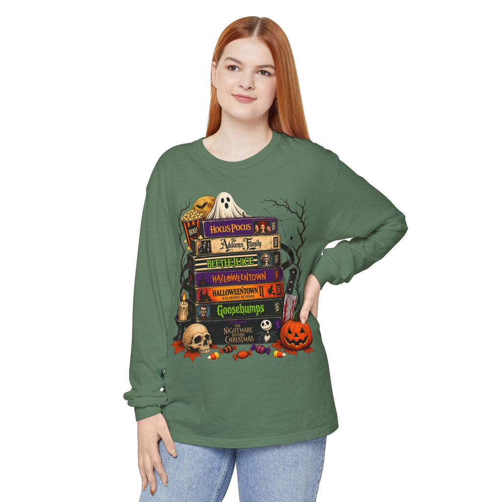 Halloween Horror Book Stack Long Sleeve Tee