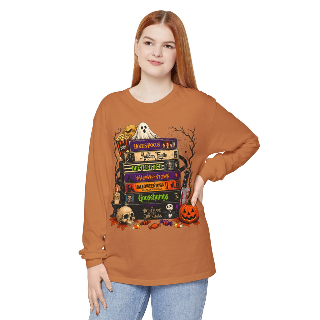 Halloween Horror Book Stack Long Sleeve Tee