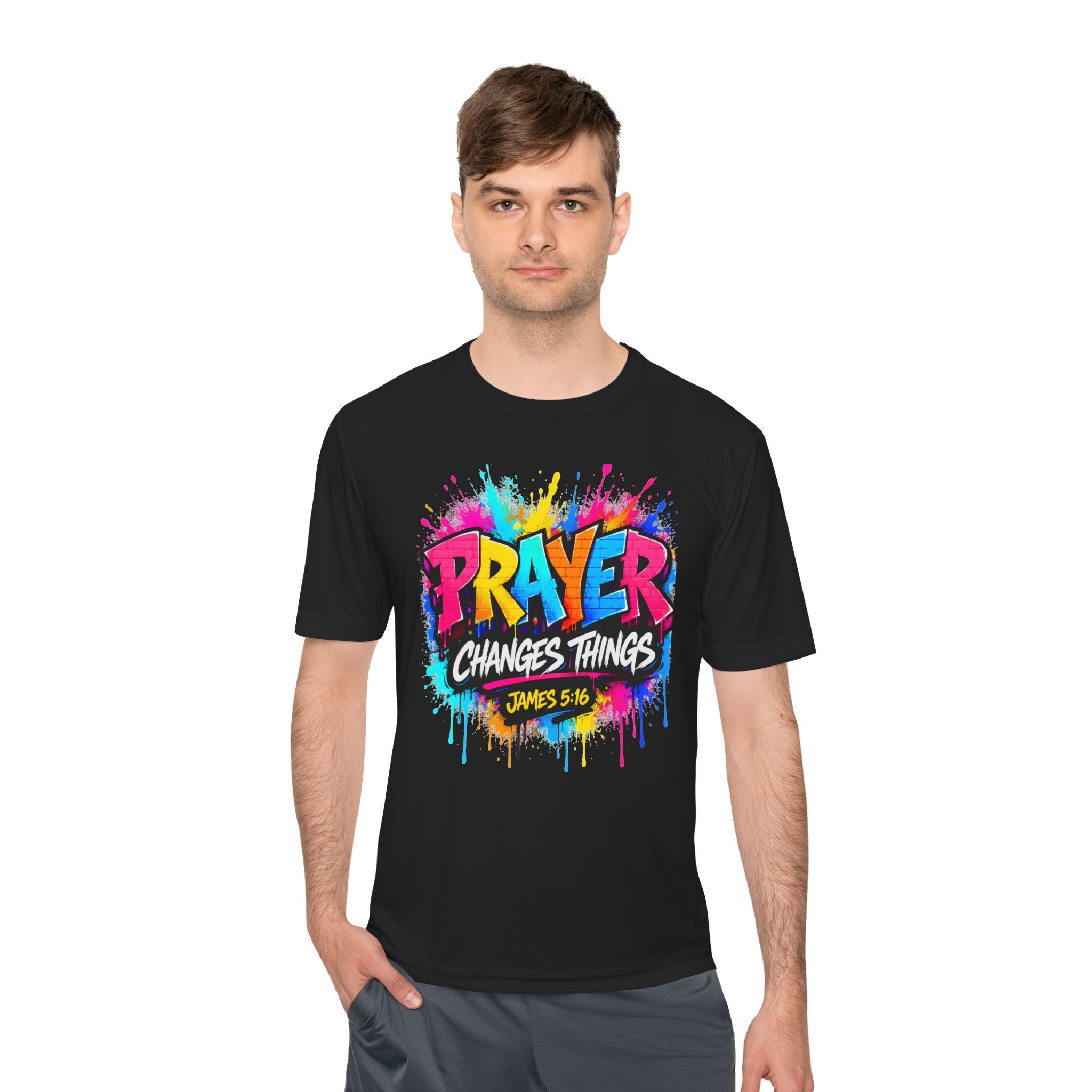 Prayer Changes Things Tee — James 5:16 Christian Graphic Shirt